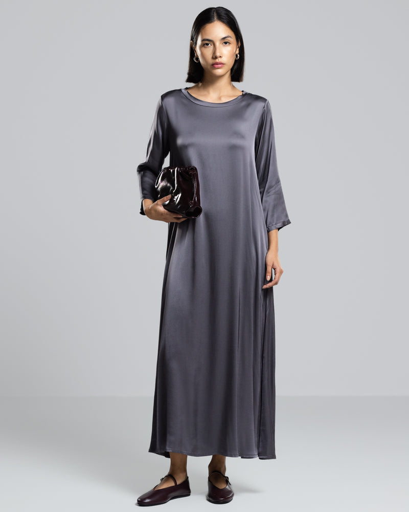 Dahlia Satin Dress | Charcoal