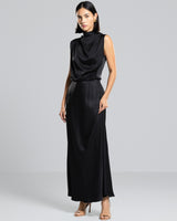 Camilla Bias Satin Skirt | Black