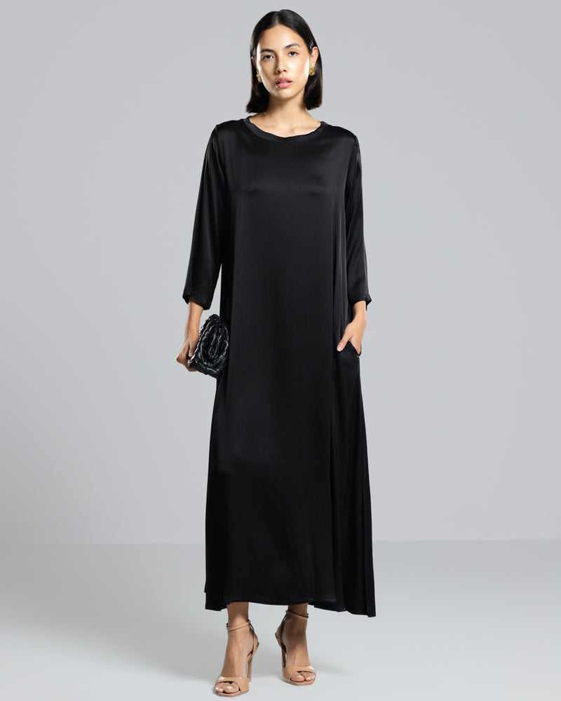 Dahlia Satin Dress | Black