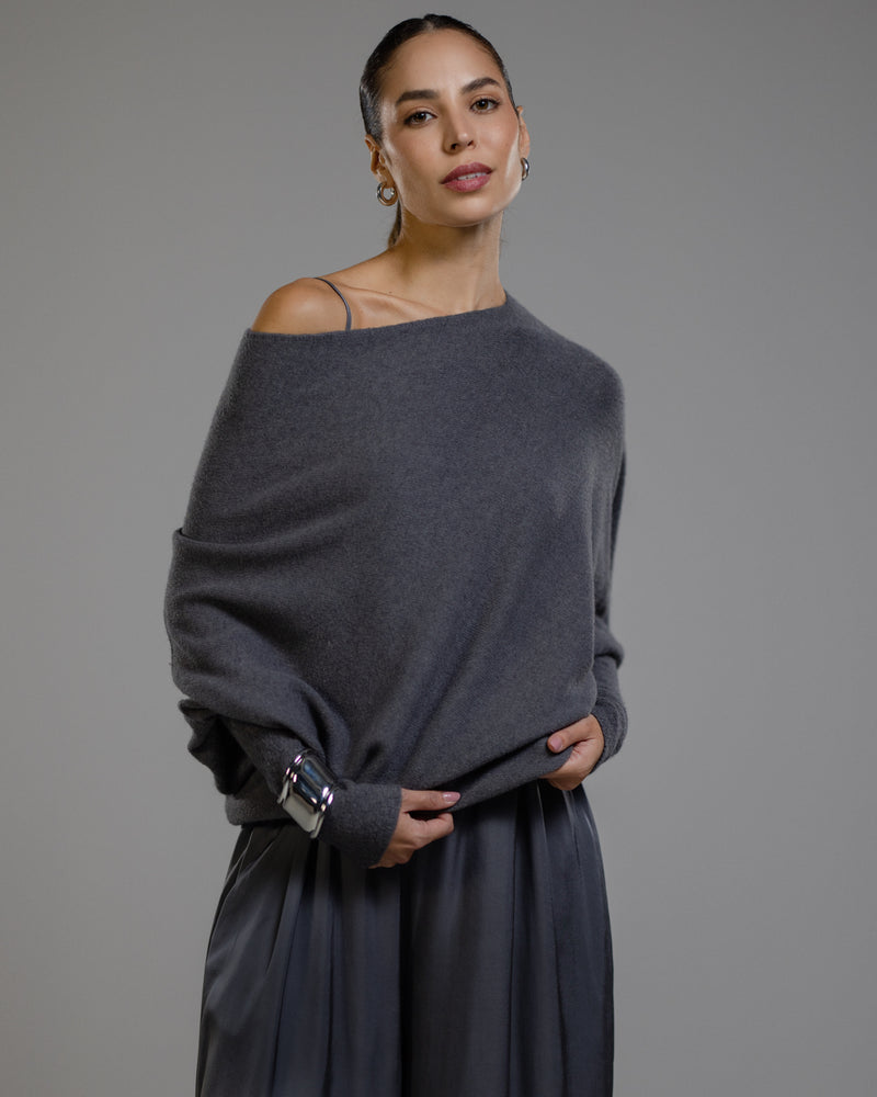 Asymmetric Draped | Charcoal