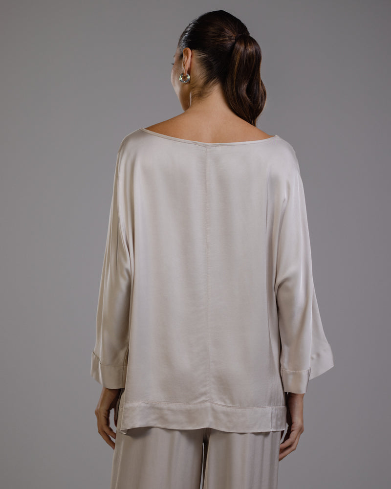 Aurelie Satin Top | Light Beige