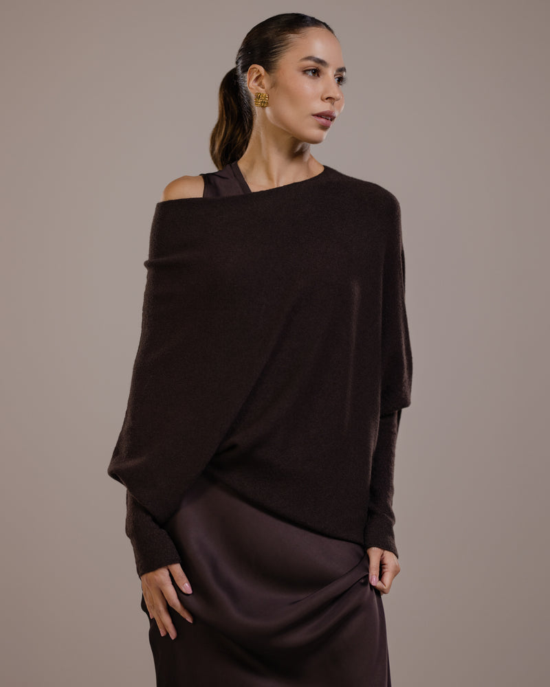 Asymmetric Draped | Espresso Brown