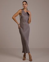 PRE-ORDER | Sabrina Sleeveless Satin Dress | Mink