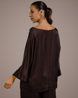 Aurelie Satin Top | Espresso Brown