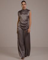 Allegra Draped Satin Top | Mink