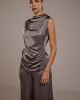 Allegra Draped Satin Top | Mink