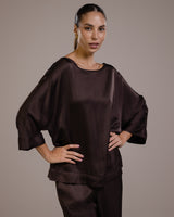 Aurelie Satin Top | Espresso Brown