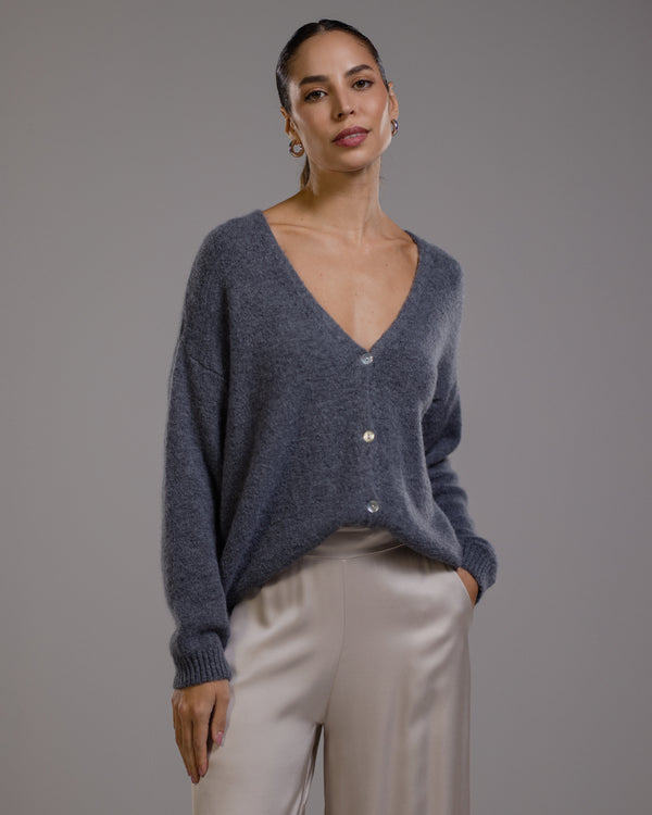 Joelle Cardigan | Charcoal | Alpaca Blend