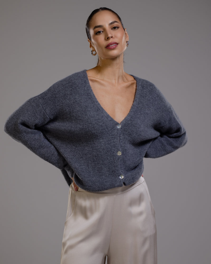 Joelle Cardigan | Charcoal | Alpaca Blend