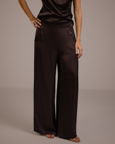 Cole Satin Trousers Espresso Brown – JAKI