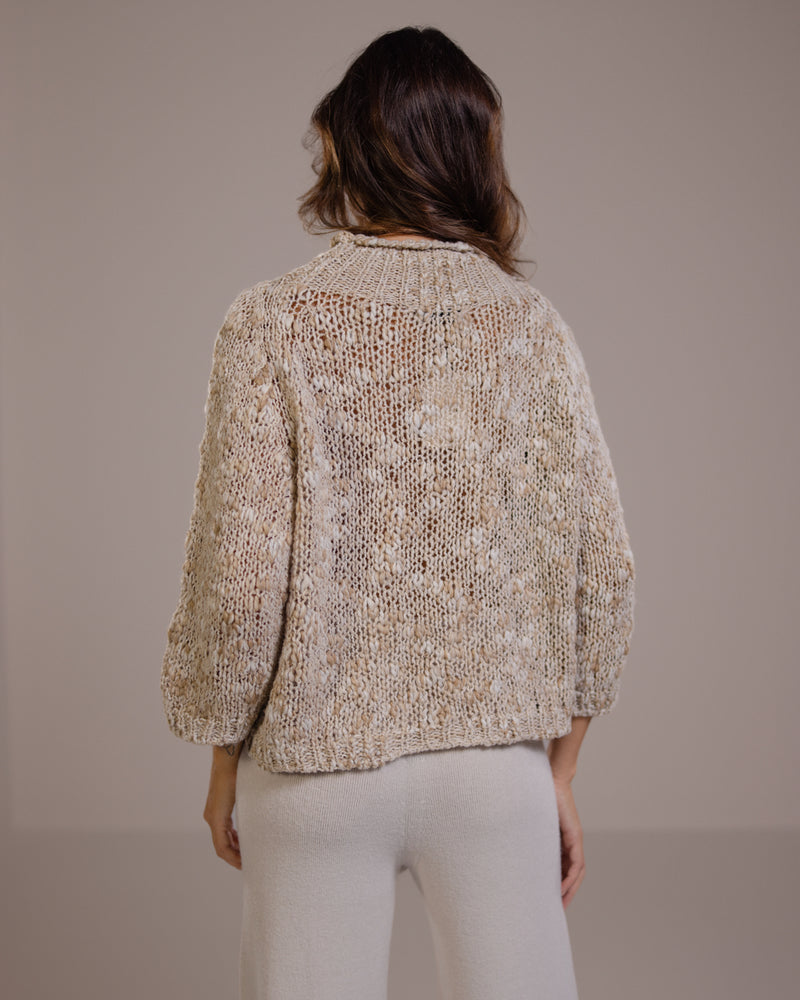 Mabel Mockneck Sweater | Light Beige | Wool Blend