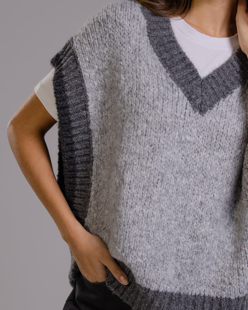 Octavia Open Side Knitted Vest | Grey