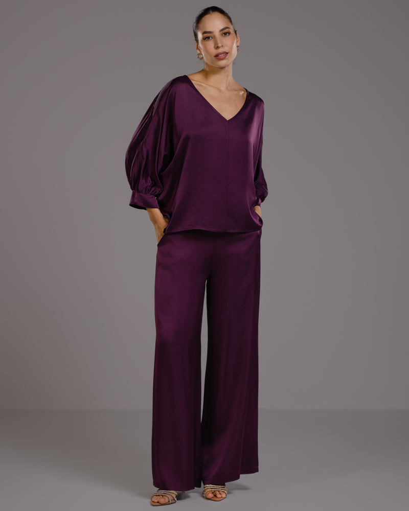 Cole Satin Trousers | Violet