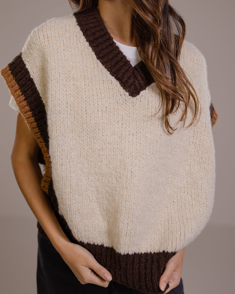 Octavia Open Side Knitted Vest | Espresso Brown