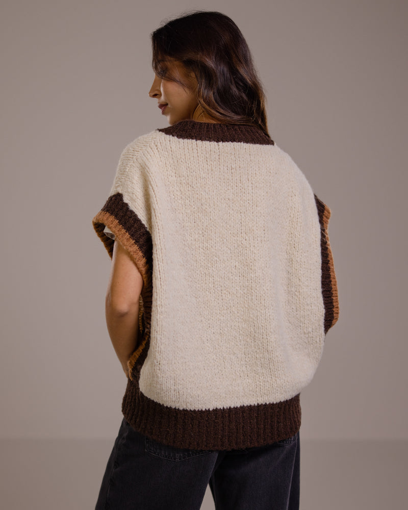 Octavia Open Side Knitted Vest | Espresso Brown