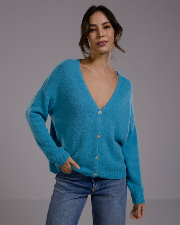 Joelle Cardigan | Turquoise | Alpaca Blend