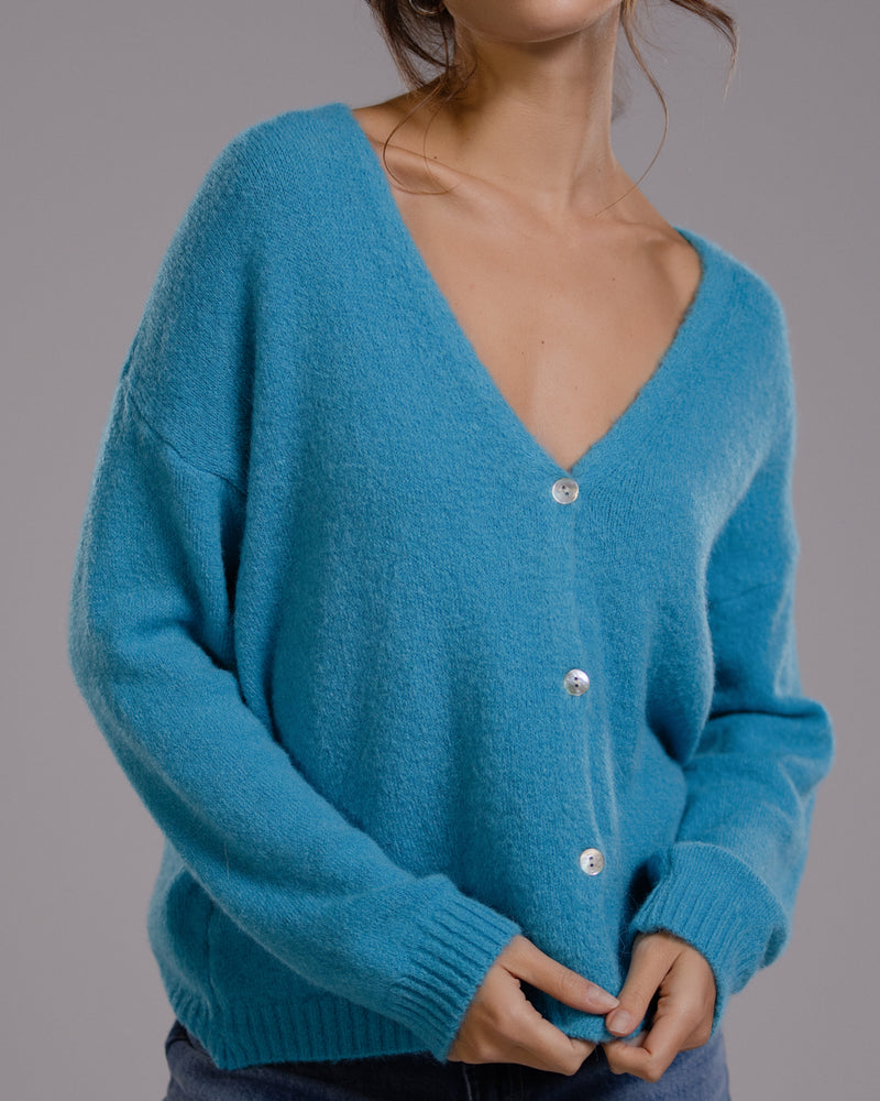 Joelle Cardigan | Turquoise | Alpaca Blend