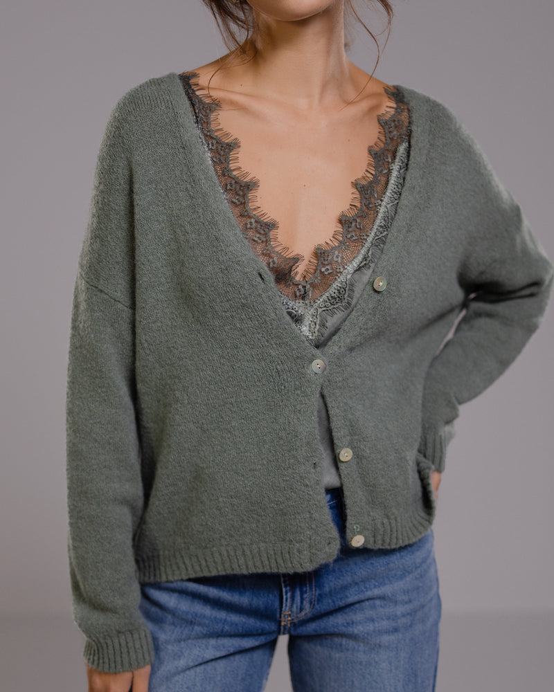 Joelle Cardigan | Khaki | Alpaca Blend