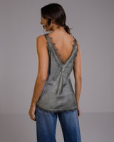 Elsie Lace Trim Vest | Khaki