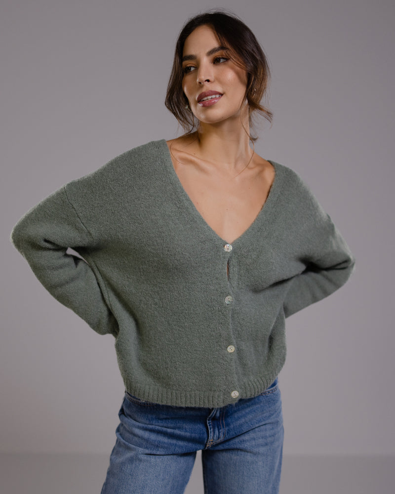 Joelle Cardigan | Khaki | Alpaca Blend