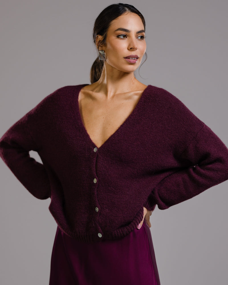 Joelle Cardigan | Burgundy | Alpaca Blend