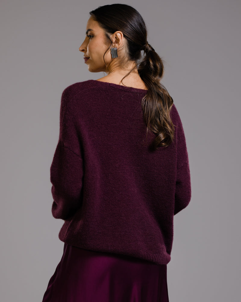 Joelle Cardigan | Burgundy | Alpaca Blend