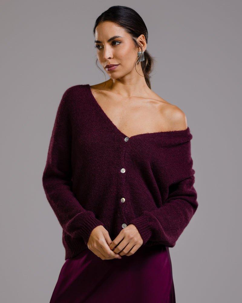 Joelle Cardigan | Burgundy | Alpaca Blend