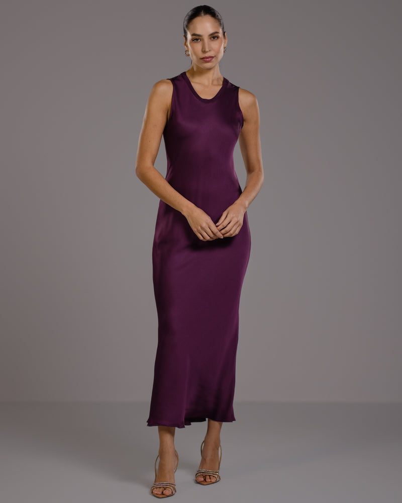 Sabrina Sleeveless Satin Dress | Violet