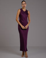 Sabrina Sleeveless Satin Dress | Violet