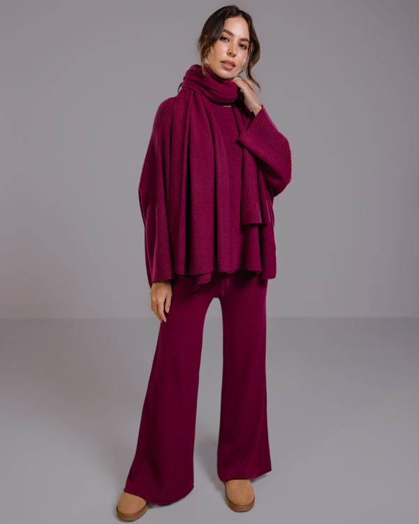 Ribbed Shawl | Burgundy