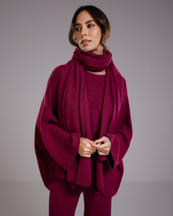 Ribbed Shawl | Burgundy