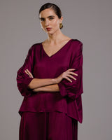 Eliza Satin Blouse | Burgundy