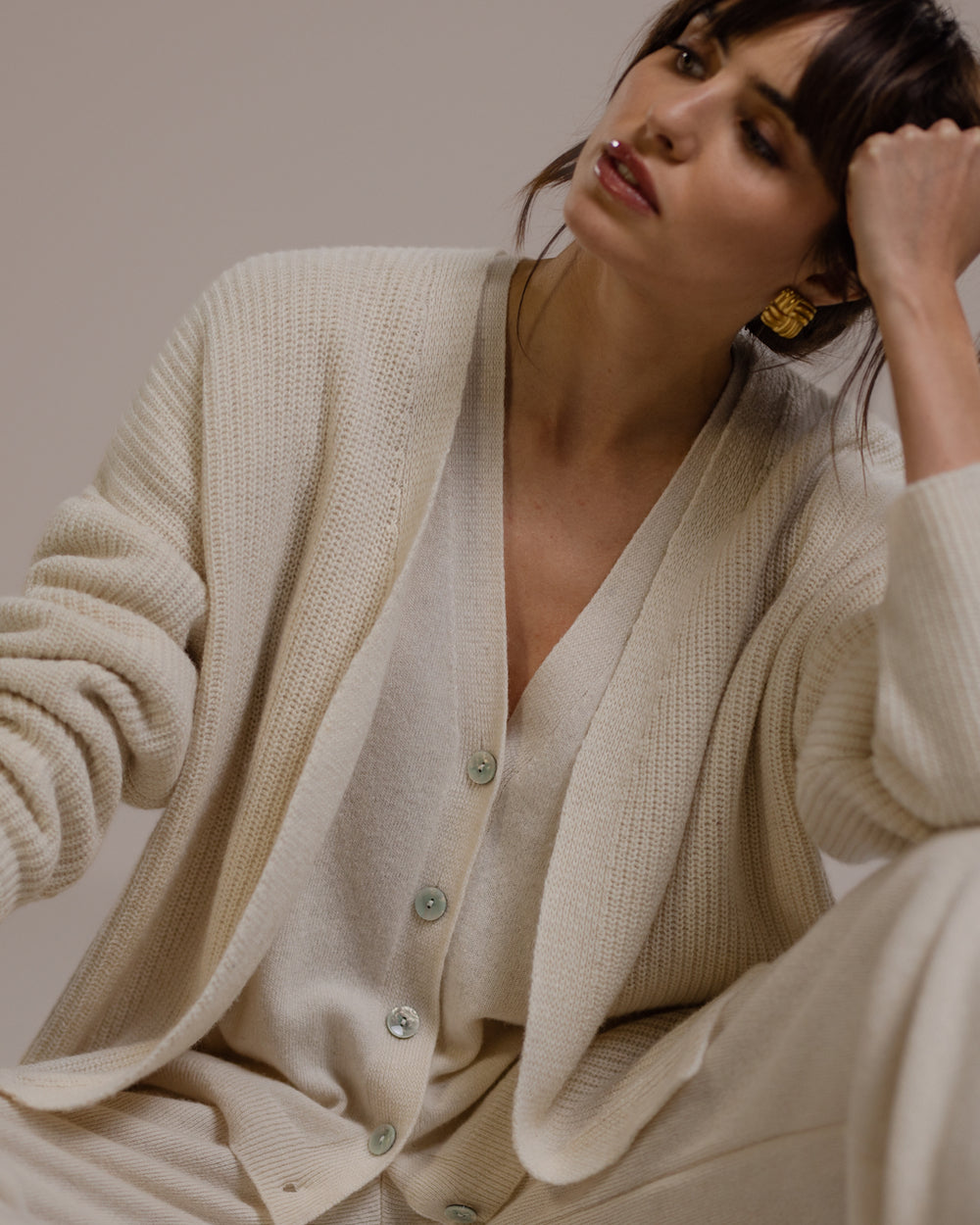 Joyce Open Cardigan | Light Beige | Cashmere-Wool Blend – JAKI