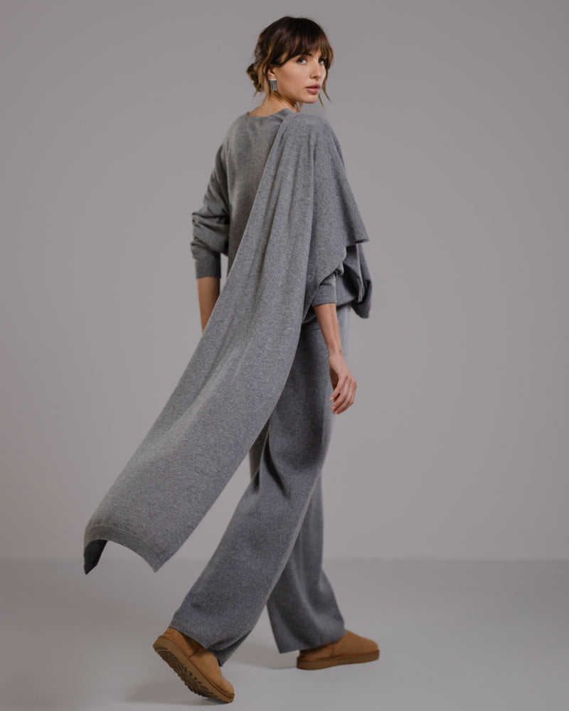 Freya Shawl | Grey Melange | Wool-Cashmere Blend