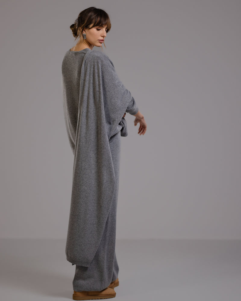 Freya Shawl | Grey Melange | Wool-Cashmere Blend