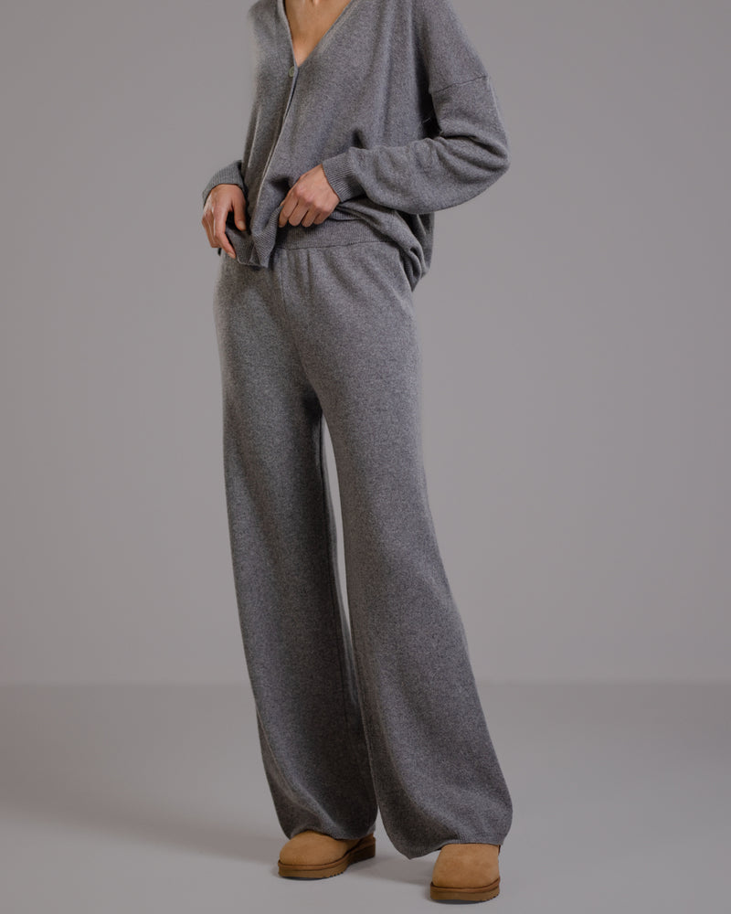 Isla Elastic Waist Pants | Grey Melange | Cashmere-Wool Blend