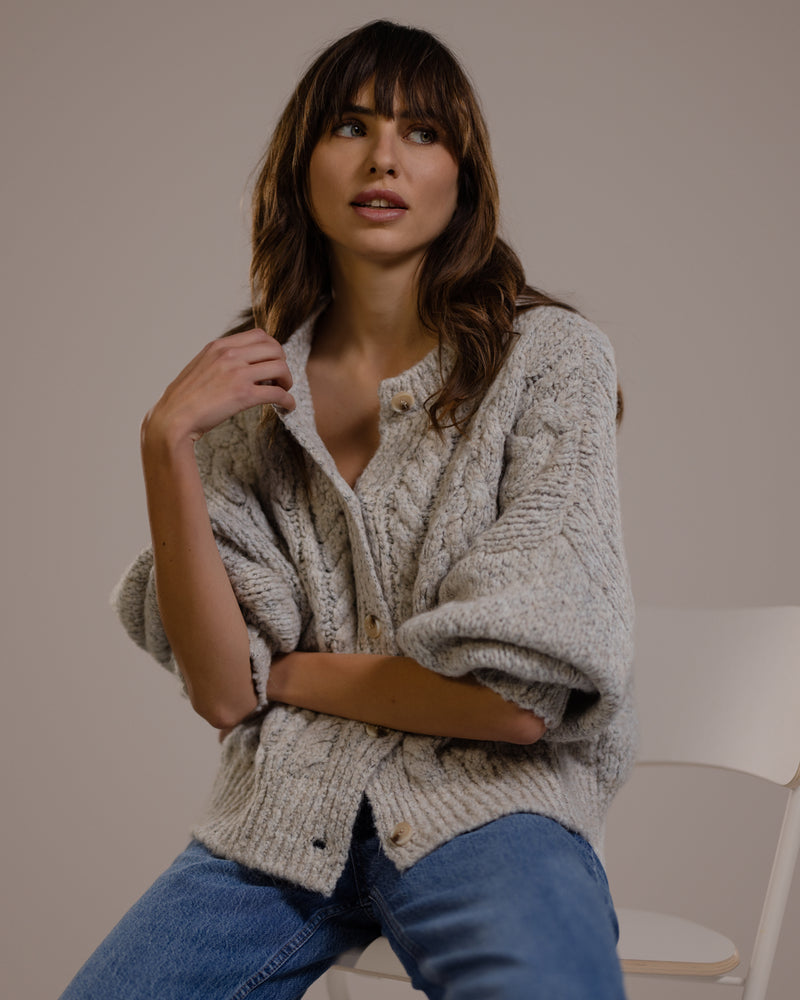 Hattie Button Up Cardigan | Light Grey | Alpaca-Wool Blend