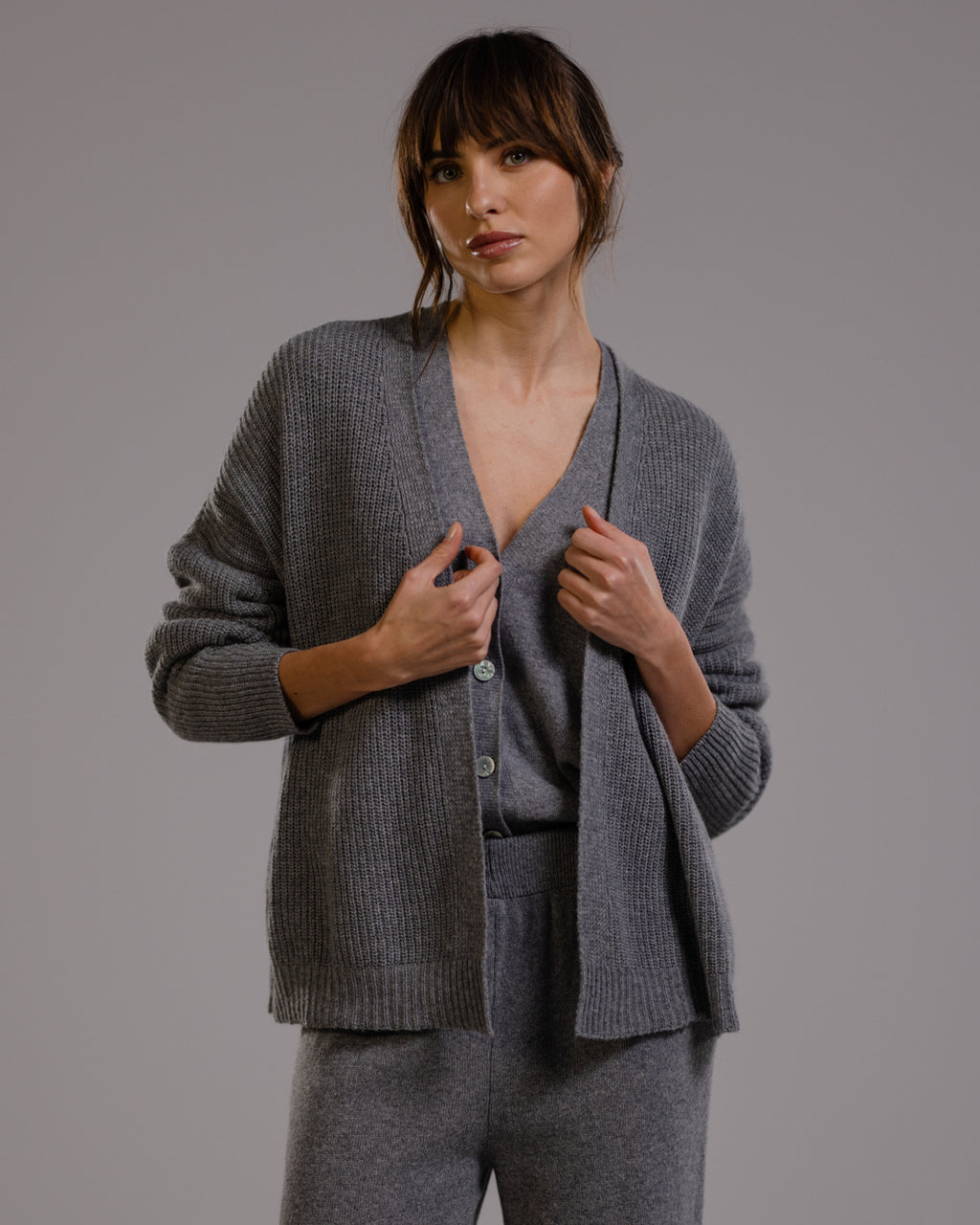 Joyce Open Cardigan | Grey Melange | Cashmere-Wool Blend – JAKI