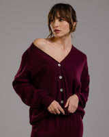 Bonnie Button Up Cardigan | Burgundy | Cashmere-Wool Blend