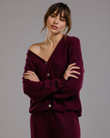 Bonnie Button Up Cardigan | Burgundy | Cashmere-Wool Blend