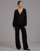 Bonnie Button Up Cardigan | Black | Cashmere-Wool Blend