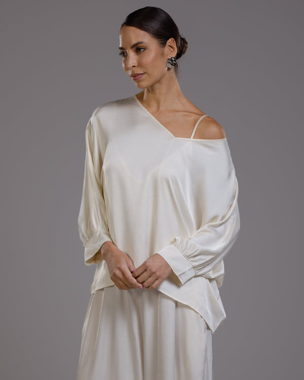 Eliza Satin Blouse | Ivory