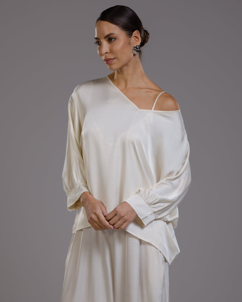 Eliza Satin Blouse | Ivory