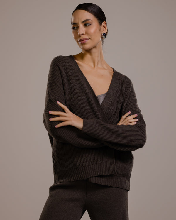 Joyce Open Cardigan | Espresso Brown | Cashmere-Wool Blend