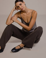 Isla Elastic Waist Pants | Espresso Brown | Cashmere-Wool Blend