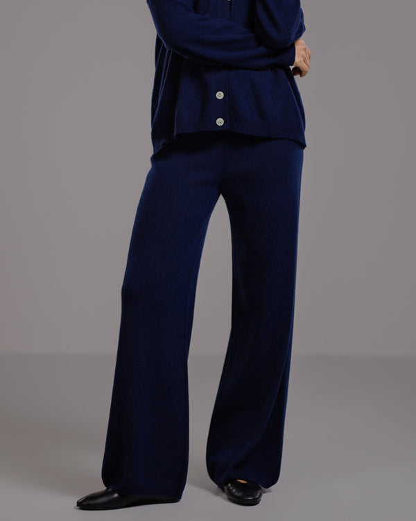 Isla Elastic Waist Pants | Navy | Cashmere-Wool Blend