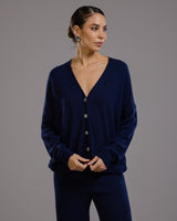 Bonnie Button Up Cardigan | Navy | Cashmere-Wool Blend