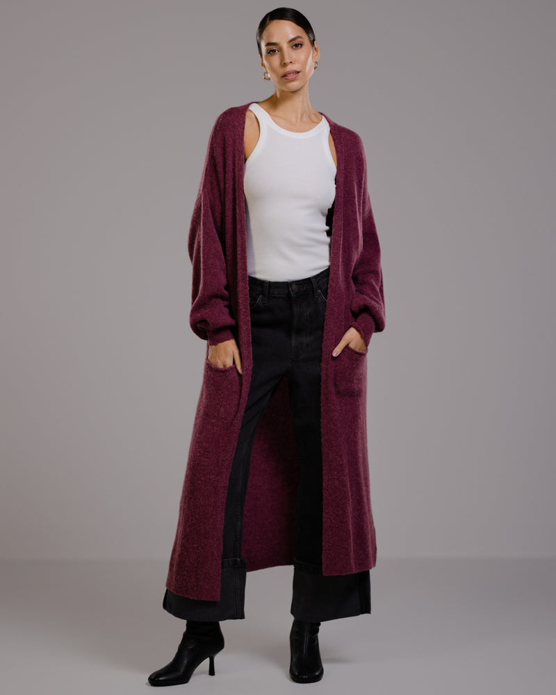 Yasmin Open Cardigan | Burgundy | Alpaca Blend