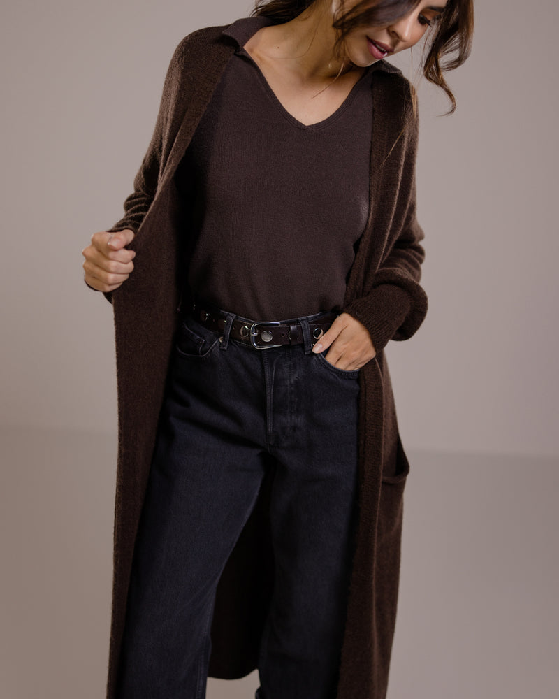 Yasmin Open Cardigan | Espresso Brown | Alpaca Blend