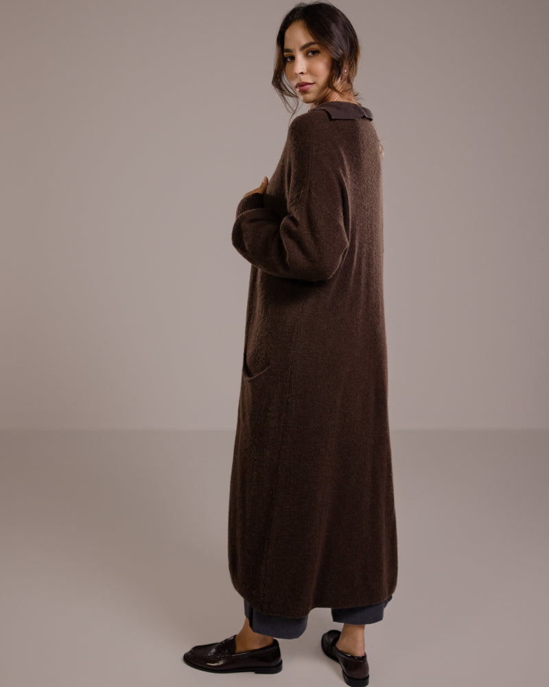 Yasmin Open Cardigan | Espresso Brown | Alpaca Blend